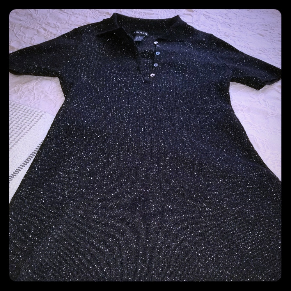 Adolfo Short Sleeve Black Sweater